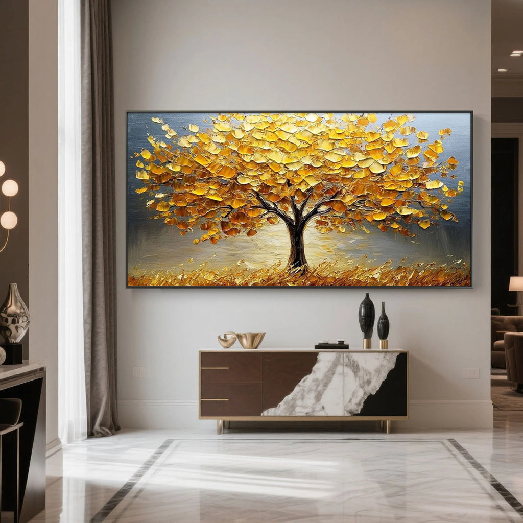 TWILIGHT GROVE: Golden Tree Wall Art Canvas
