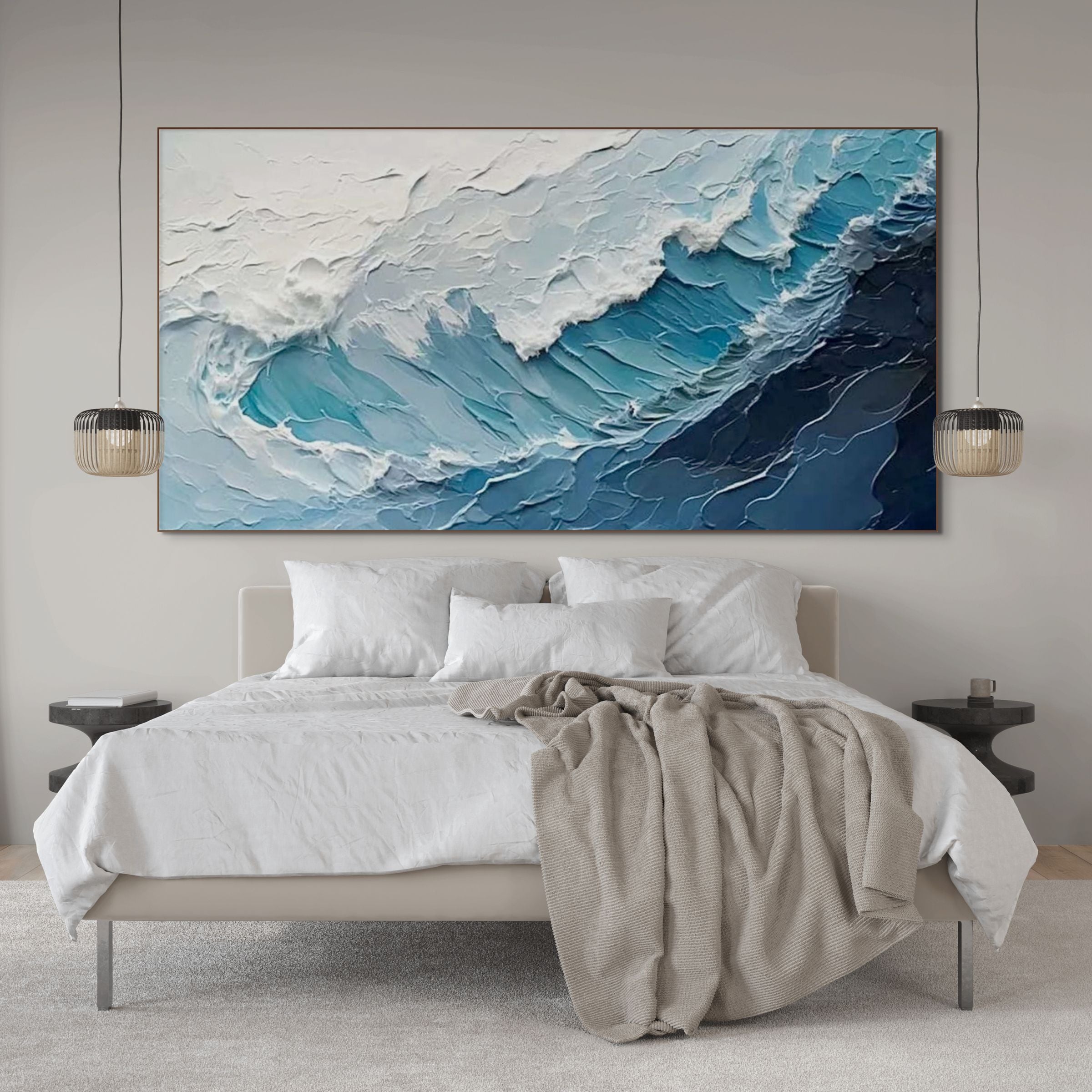 TEXTURED TIDE: Powerful Ocean Wave Wall Art