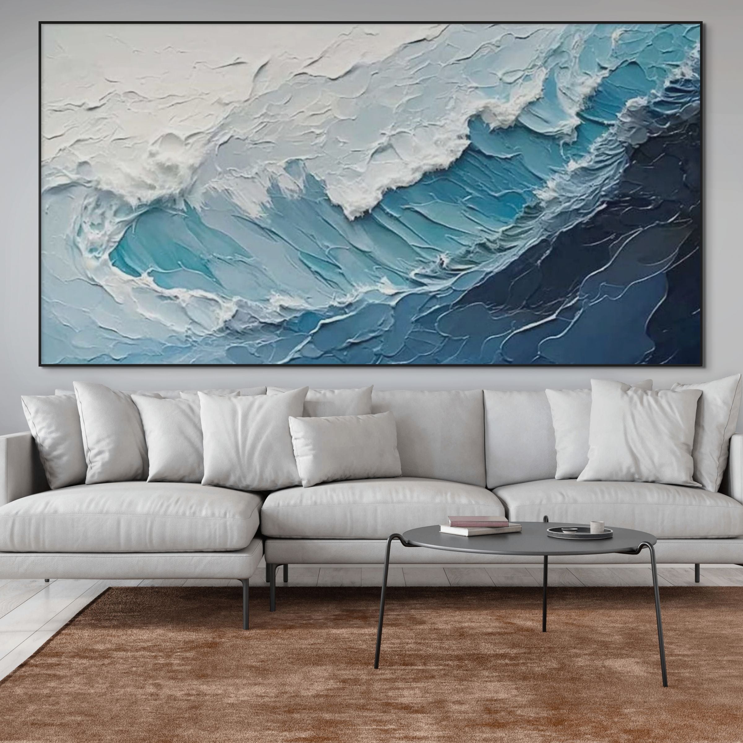 TEXTURED TIDE: Powerful Ocean Wave Wall Art
