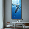 WHALE ENCOUNTER: Whale and Diver Ocean Wall Art