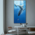 WHALE ENCOUNTER: Whale and Diver Ocean Wall Art