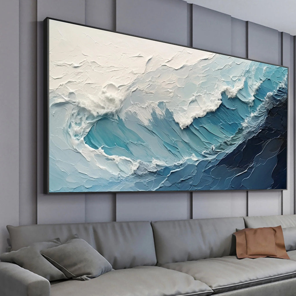 TEXTURED TIDE: Powerful Ocean Wave Wall Art