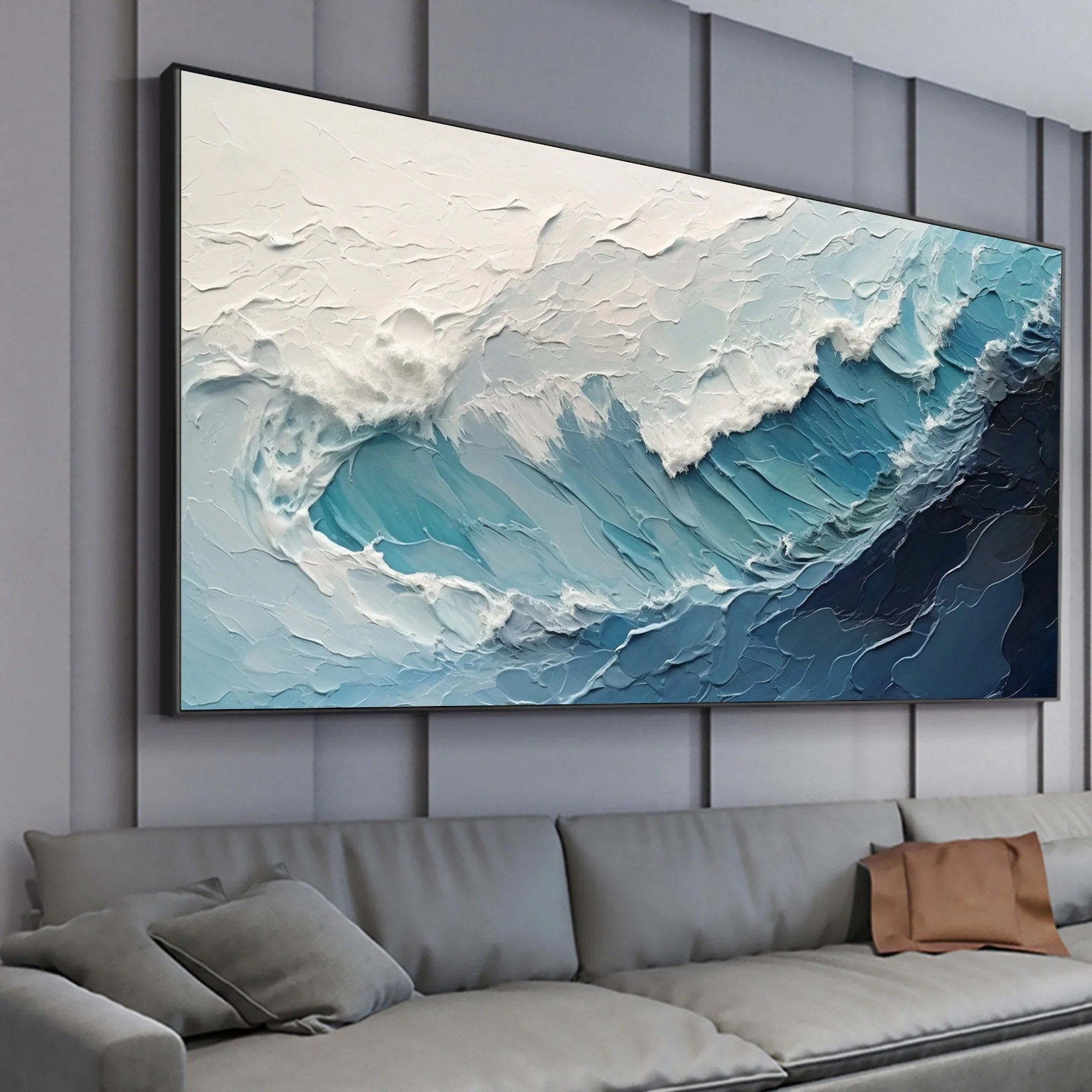 TEXTURED TIDE: Powerful Ocean Wave Wall Art
