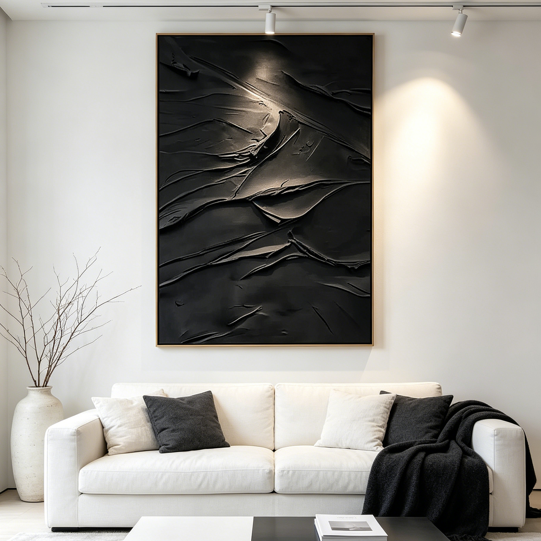 BLACK IMPASTO: Minimalist Textured Wall Art