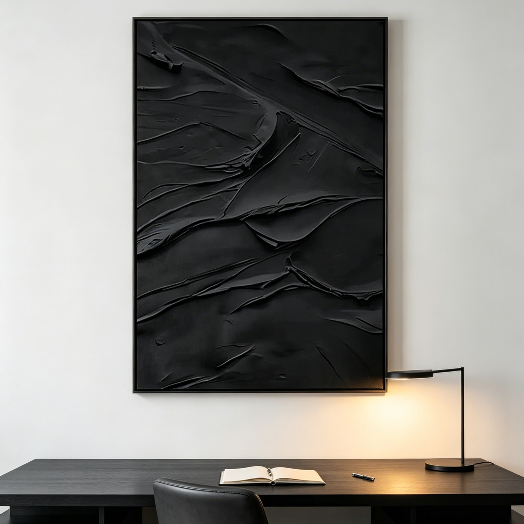 BLACK IMPASTO: Minimalist Textured Wall Art