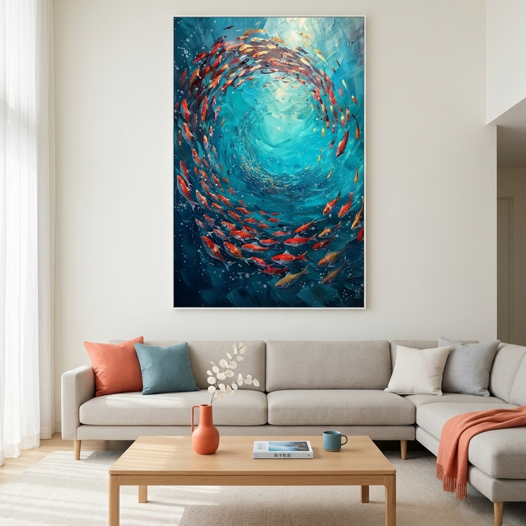 CORAL SWIRL: Colorful Ocean Wall Art Canvas