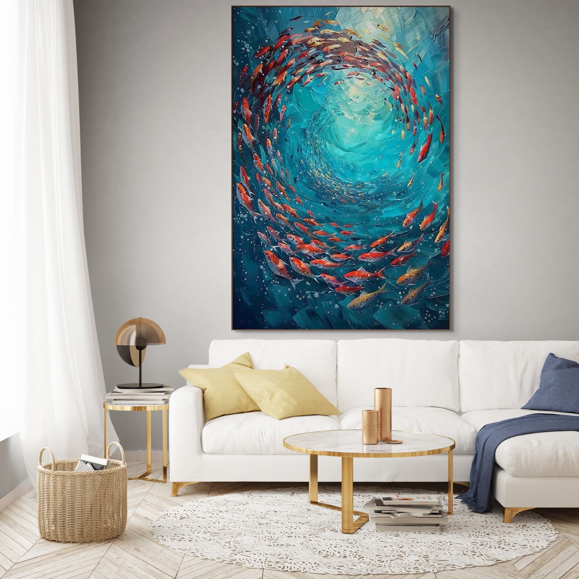 CORAL SWIRL: Colorful Ocean Wall Art Canvas
