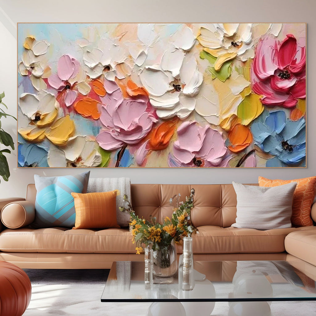 SPRING BOUQUET: Colorful Floral Wall Art Canvas
