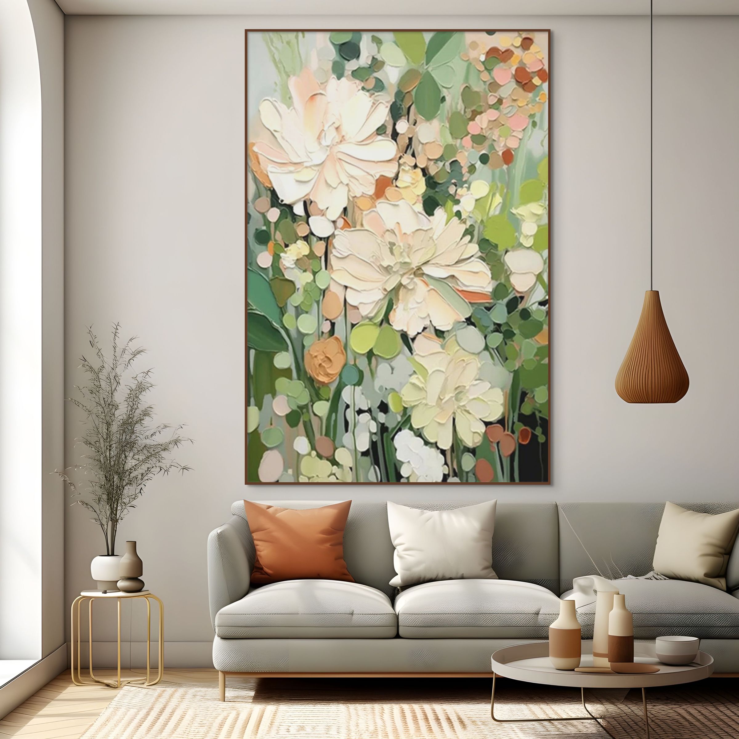 BLUSHING BLOOMS: Elegant Floral Wall Art Canvas