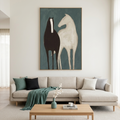 TWO HORSES: Minimalist Horse Wall Art Canvas