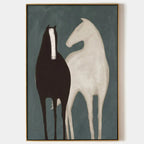 TWO HORSES: Minimalist Horse Wall Art Canvas