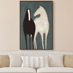 TWO HORSES: Minimalist Horse Wall Art Canvas
