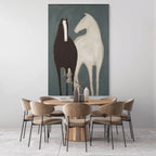 TWO HORSES: Minimalist Horse Wall Art Canvas
