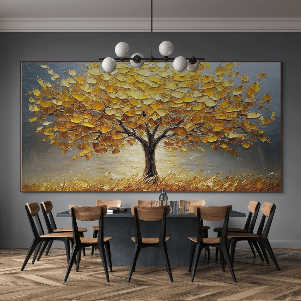 TWILIGHT GROVE: Golden Tree Wall Art Canvas