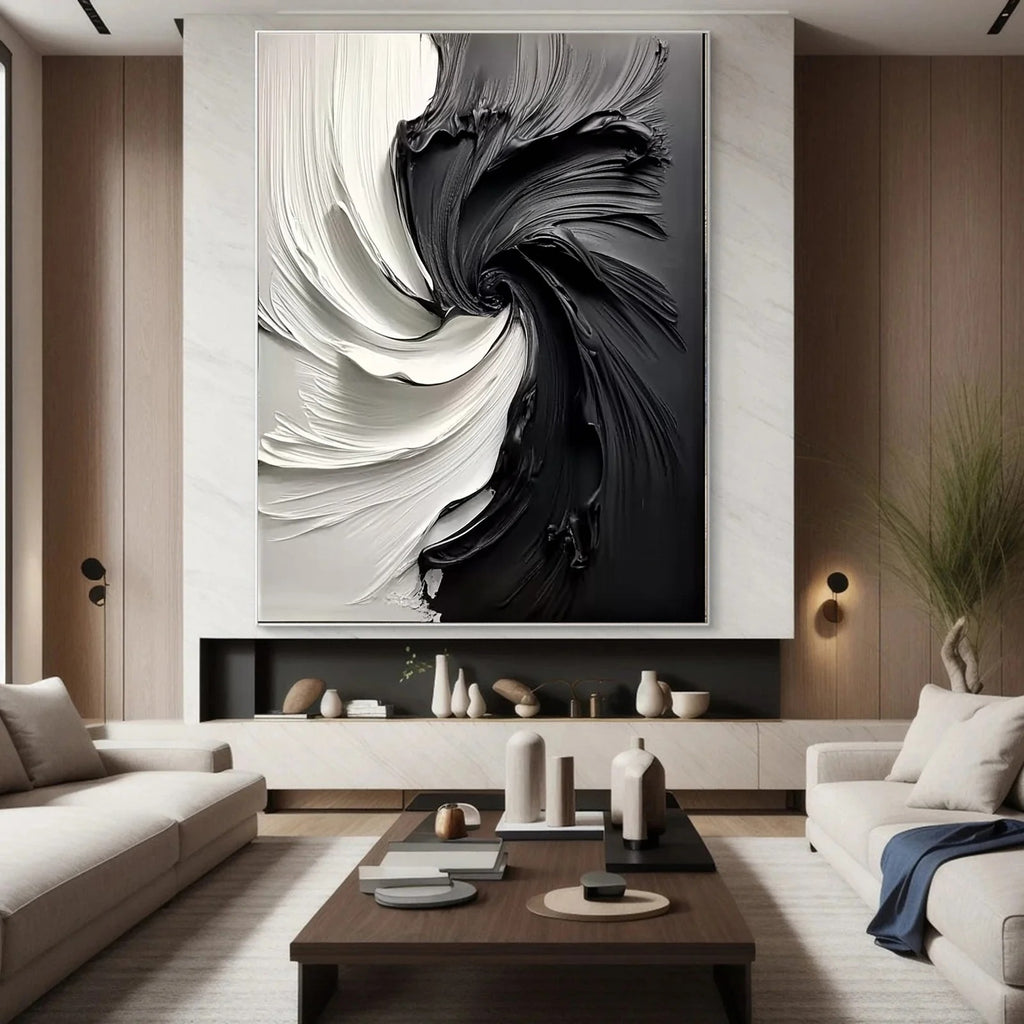 BLACK AND WHITE:Textured Abstract Wall Art