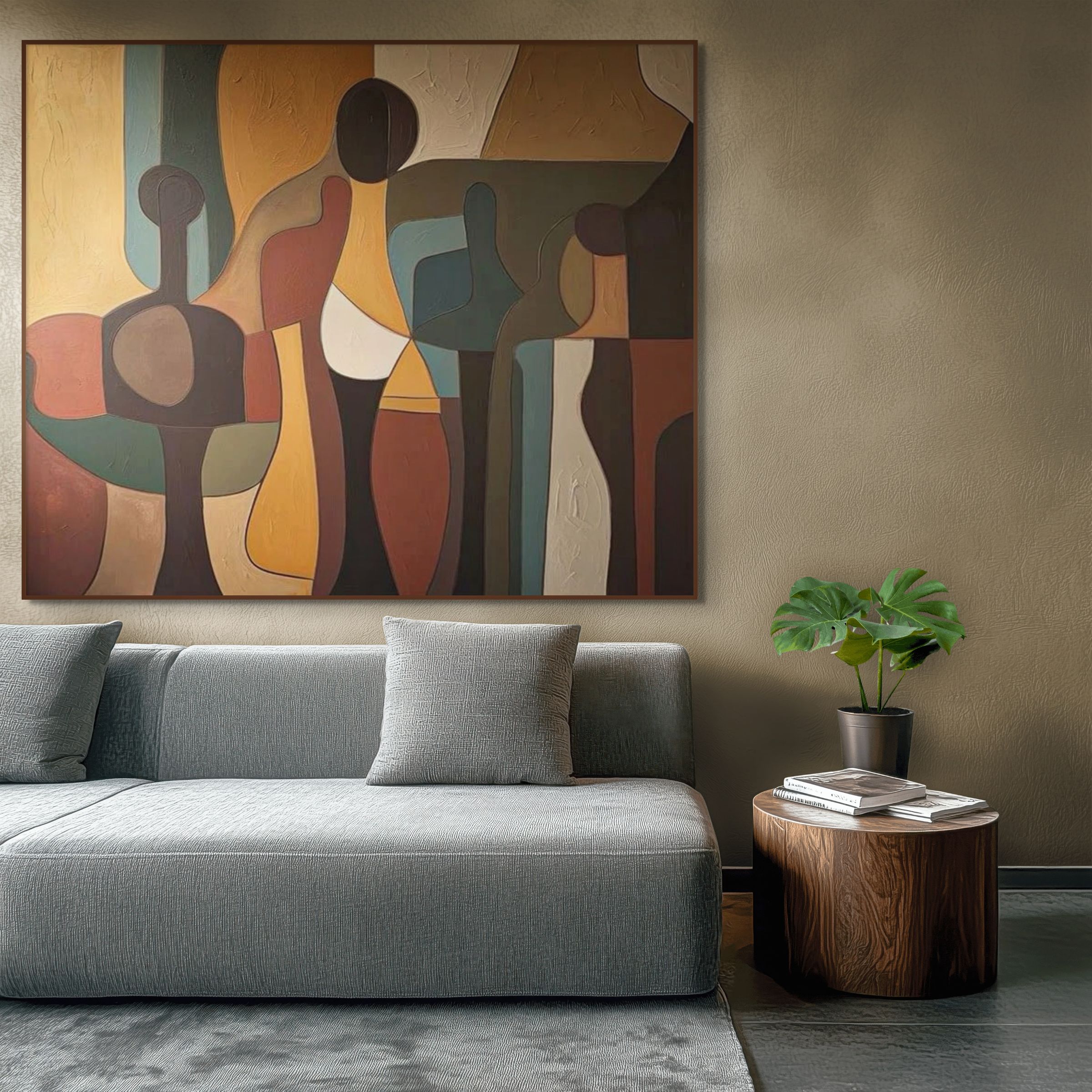 CUBIST GATHERING: Abstract Figure Wall Art Canvas