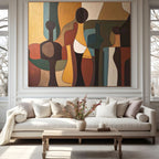 CUBIST GATHERING: Abstract Figure Wall Art Canvas