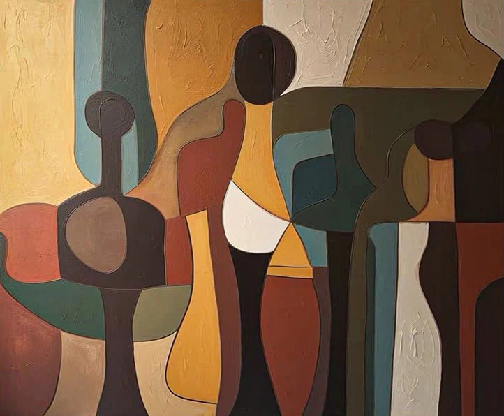 CUBIST GATHERING: Abstract Figure Wall Art Canvas