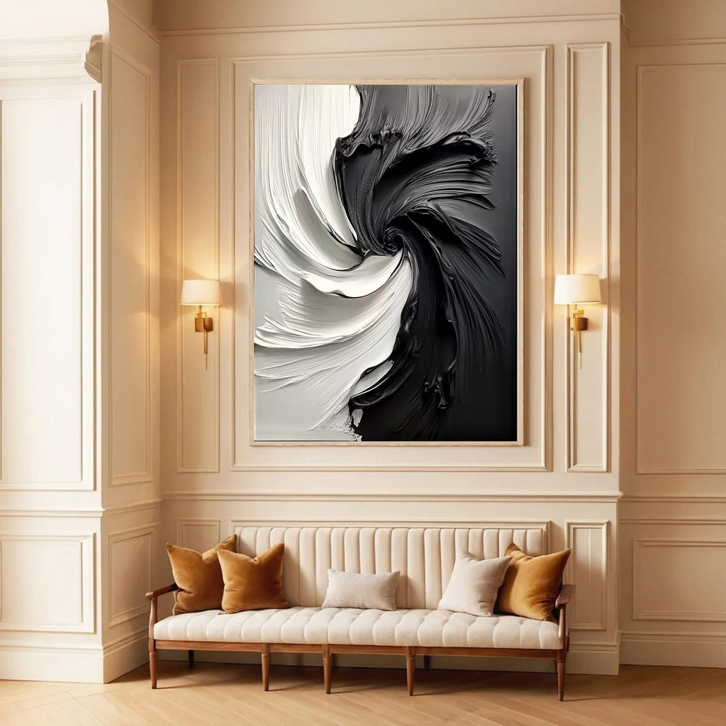 BLACK AND WHITE:Textured Abstract Wall Art