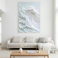 OCEAN WHISPER: White Textured Wave Wall Art