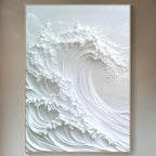 OCEAN WHISPER: White Textured Wave Wall Art