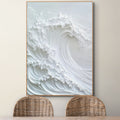 OCEAN WHISPER: White Textured Wave Wall Art