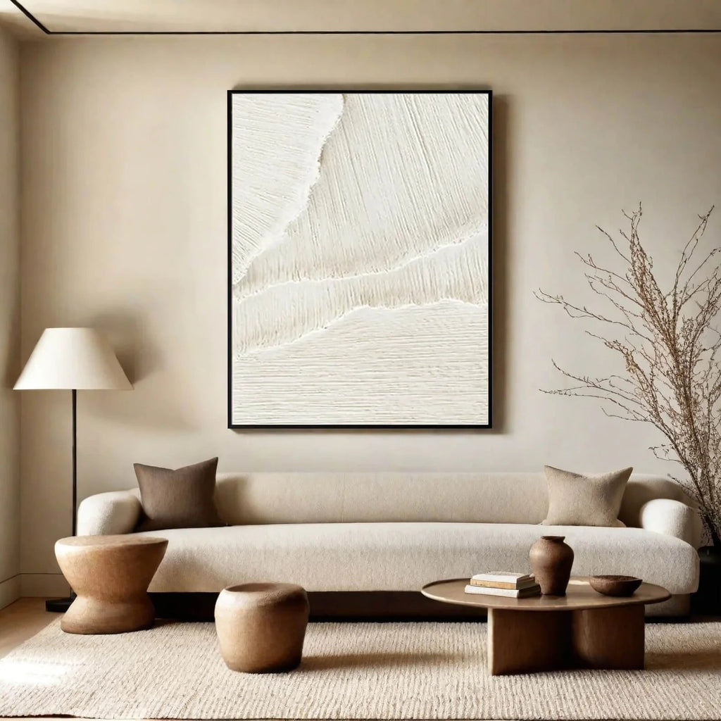 CASCADES: White Wabi Sabi Textured Wall Art
