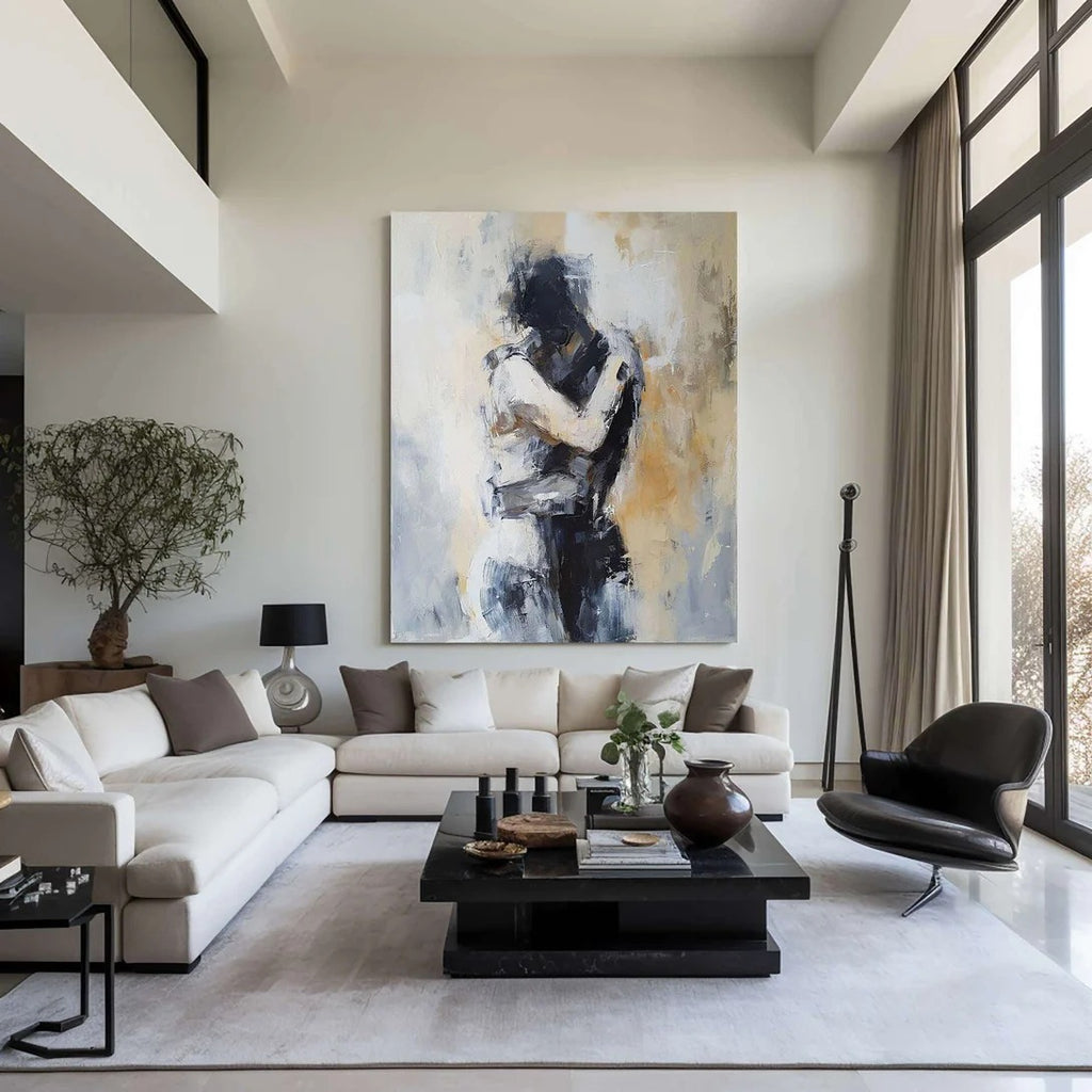 UNSPOKEN GRAVITY: Abstract Couple Wall Art Canvas