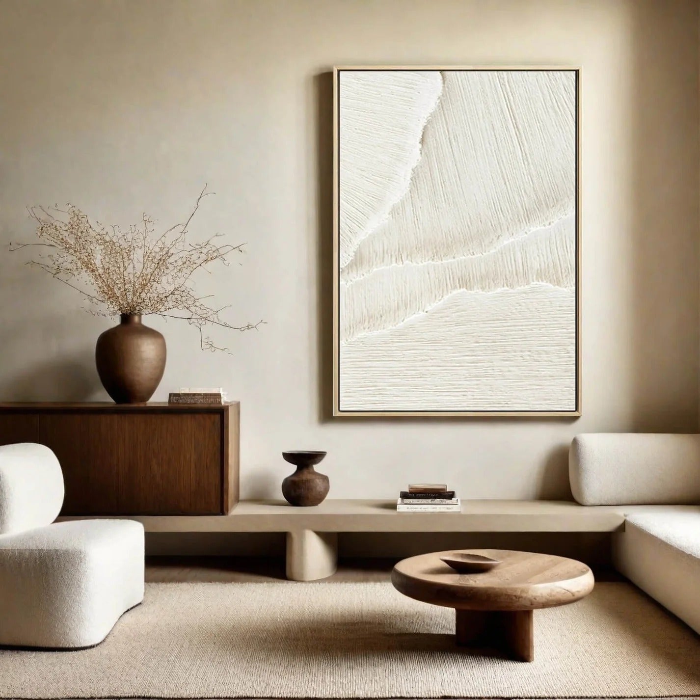 CASCADES: White Wabi Sabi Textured Wall Art