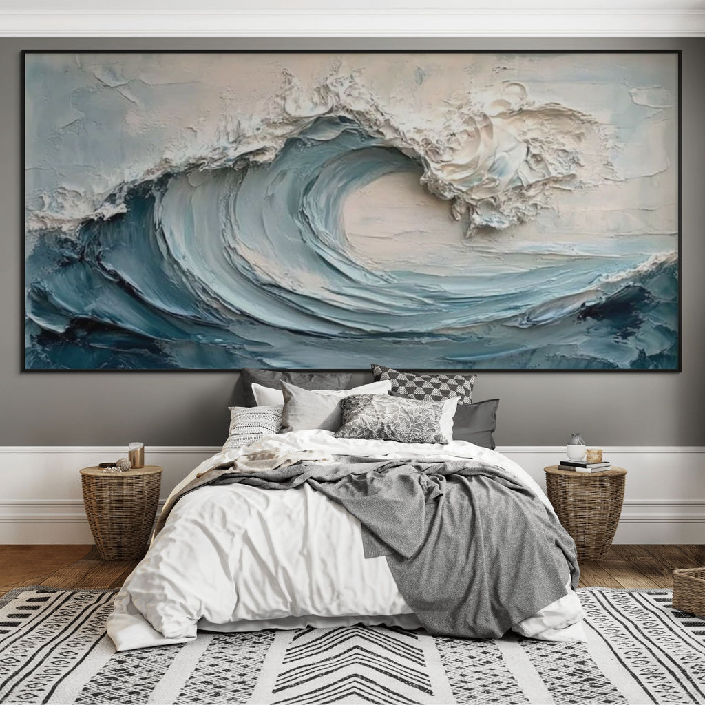 WAVES ARE COMING: 3D Handmade Textured Ocean Wave Wall Art