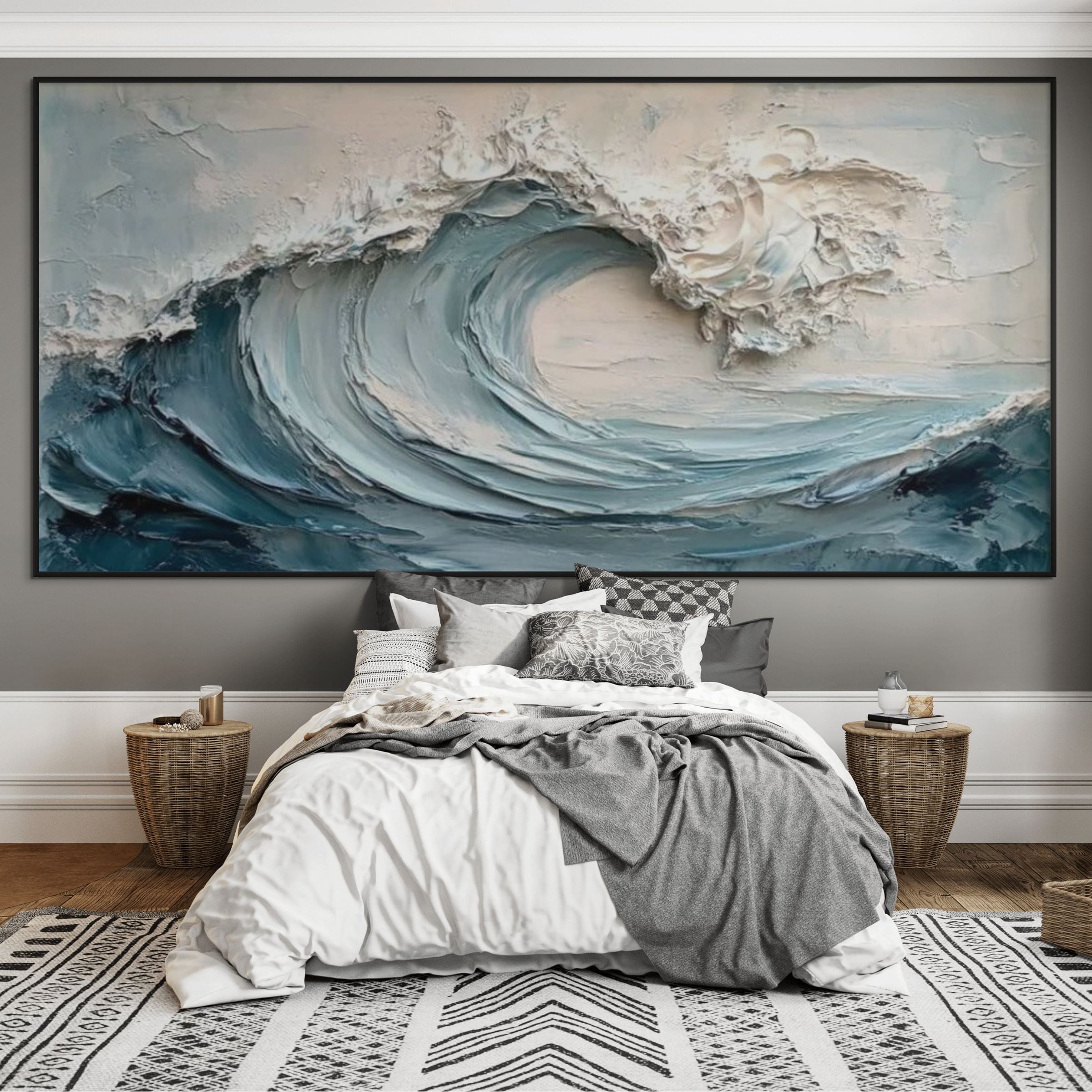 WAVES ARE COMING: 3D Handmade Textured Ocean Wave Wall Art
