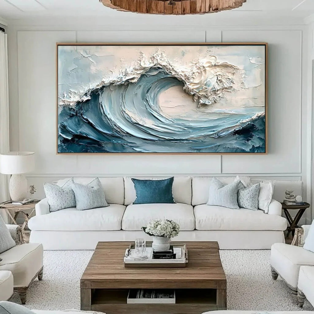 WAVES ARE COMING: 3D Handmade Textured Ocean Wave Wall Art