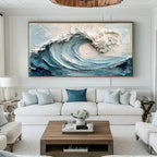 WAVES ARE COMING: 3D Handmade Textured Ocean Wave Wall Art