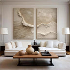 ECHOES OF THE SHORE: Wabi Sabi Textured Wall Art Set of 2
