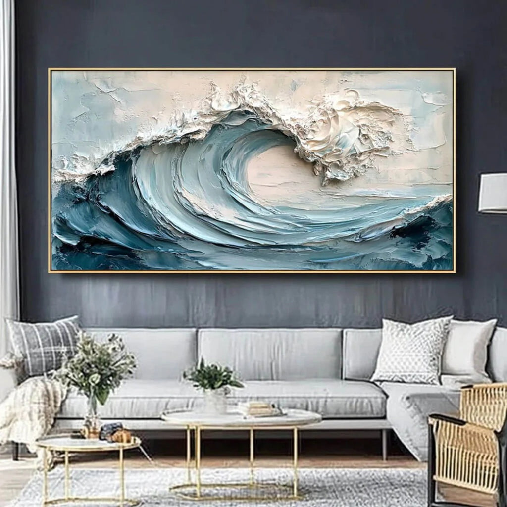 WAVES ARE COMING: 3D Handmade Textured Ocean Wave Wall Art