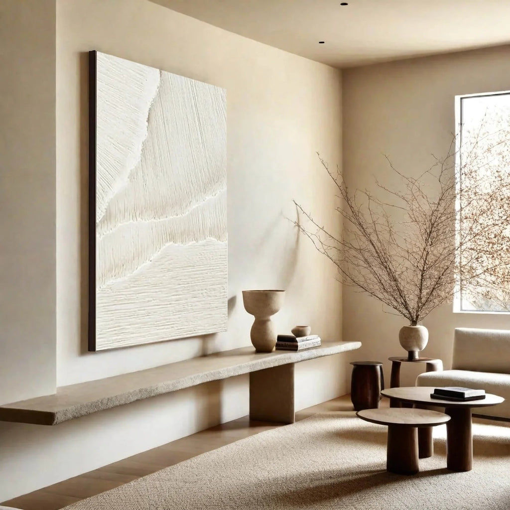 CASCADES: White Wabi Sabi Textured Wall Art