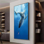 WHALE ENCOUNTER: Whale and Diver Ocean Wall Art