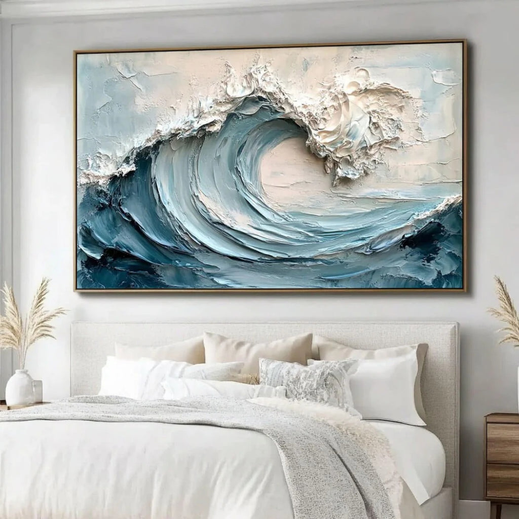 WAVES ARE COMING: 3D Handmade Textured Ocean Wave Wall Art