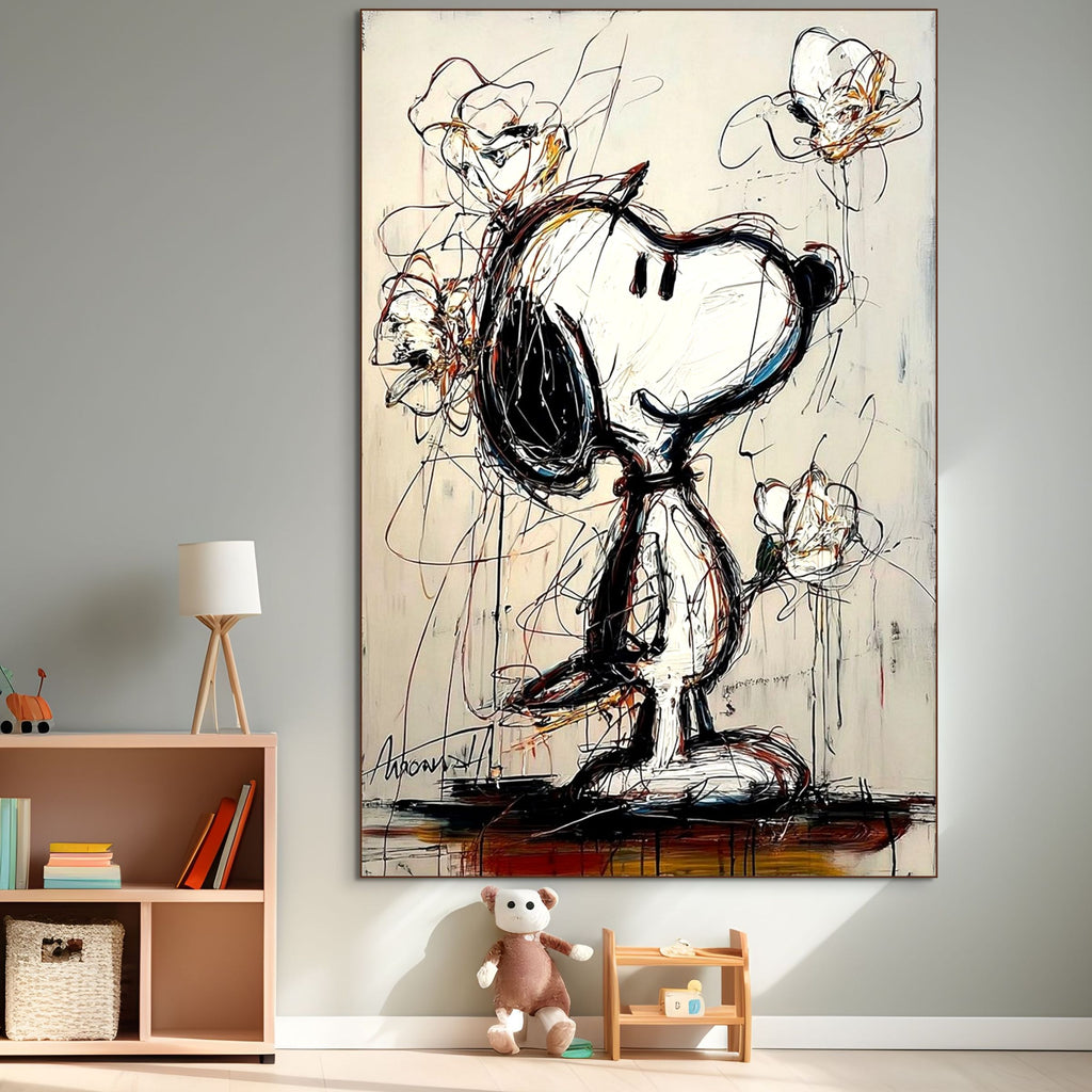 JOYFUL DAYDREAM: Expressive Pop Art Character Painting Playful Floral Bloom