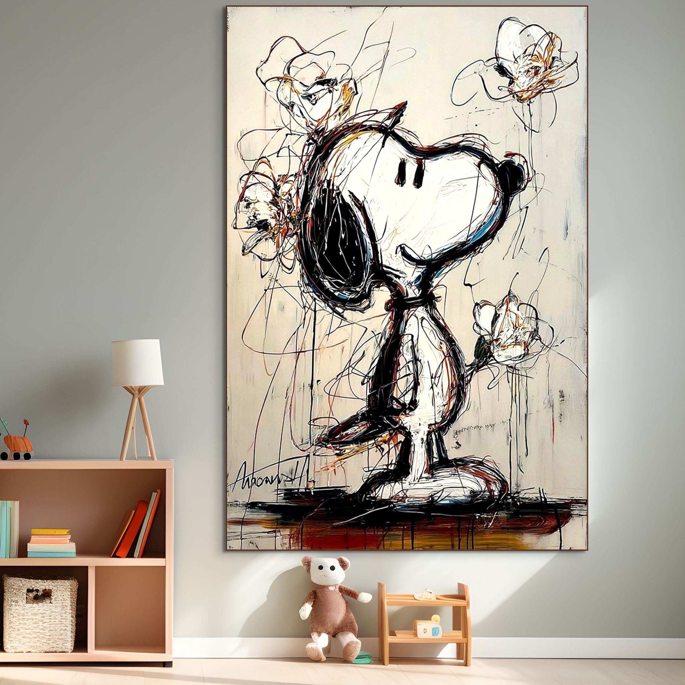 JOYFUL DAYDREAM: Expressive Pop Art Character Painting Playful Floral Bloom