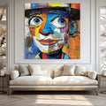 LAUGHING EYES: Impasto Clown Wall Art Textured Portrait Canvas