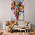 LOVE CASCADE: Graffiti Love Impasto Canvas