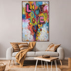 LOVE CASCADE: Graffiti Love Impasto Canvas