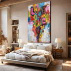 LOVE CASCADE: Graffiti Love Impasto Canvas