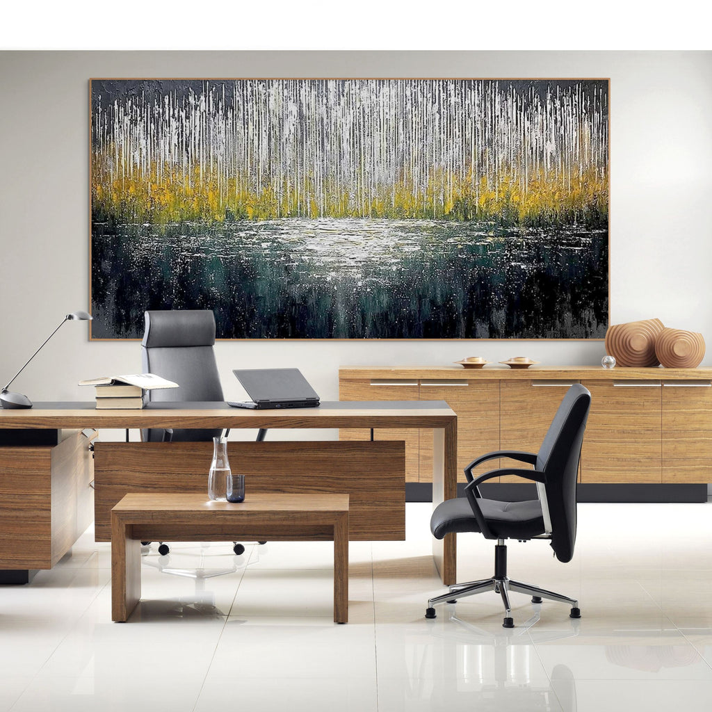 MIDNIGHT REFLECTIONS: Impasto Deep Reflective Abyss Canvas