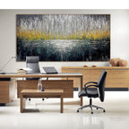 MIDNIGHT REFLECTIONS: Impasto Deep Reflective Abyss Canvas
