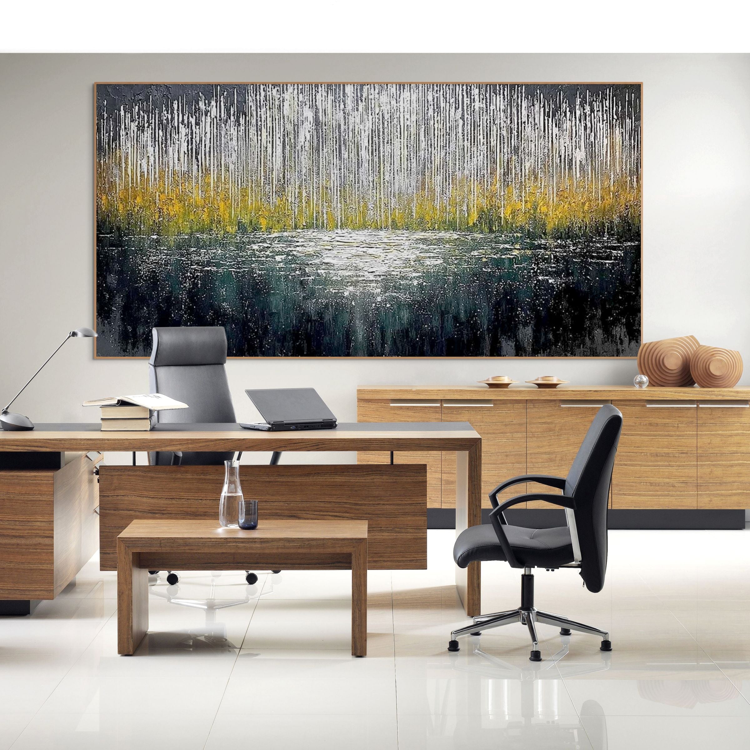 MIDNIGHT REFLECTIONS: Impasto Deep Reflective Abyss Canvas