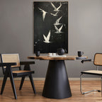NIGHT FLIGHT: Monochromatic Night Sky Birds Textured Oil Painting