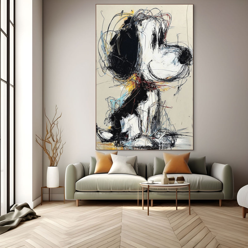 NOSTALGIC SCRIBBLE: Expressive Pop Art Dog Wild Lines Gentle Smile