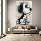 NOSTALGIC SCRIBBLE: Expressive Pop Art Dog Wild Lines Gentle Smile